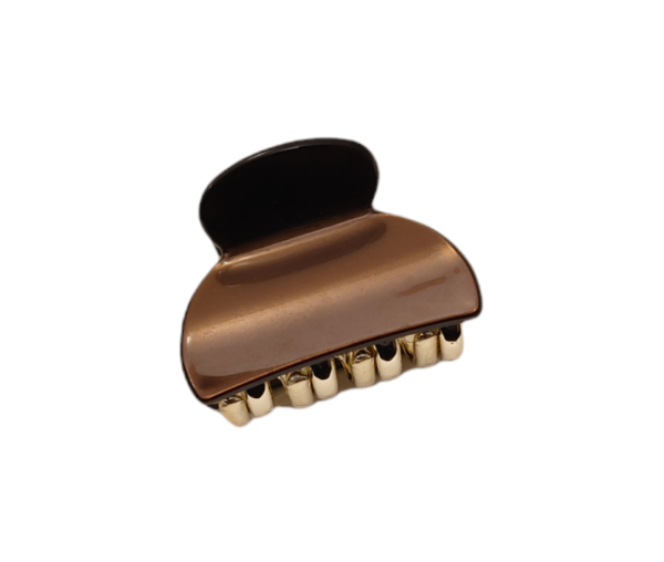 Hårklype rund liten metallic – Brun