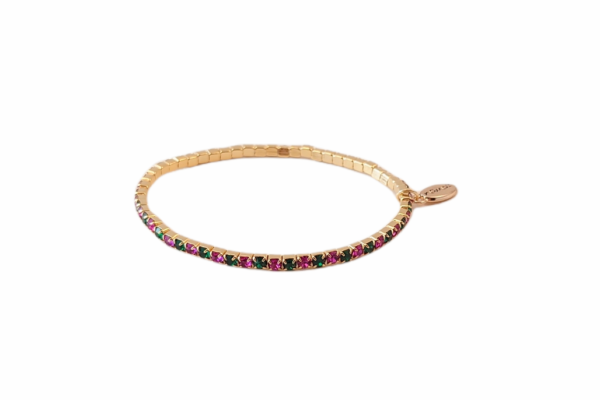 Armbånd stener strikk – grønn/cerise