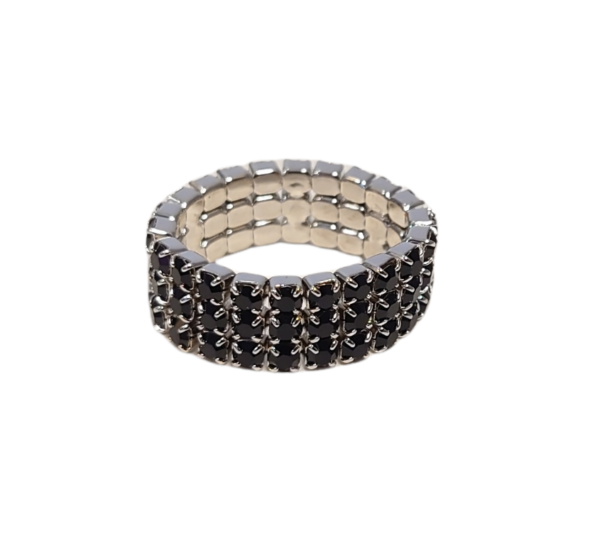 Ring 3 rader – sølv/sort