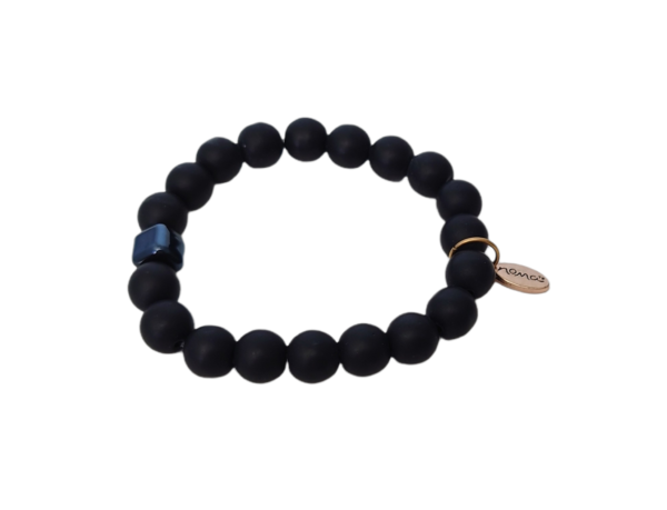 Rock Beads armbånd herre – Matte black onyx rock
