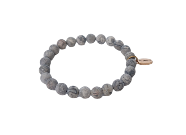 Rock Beads armbånd herre – Grey map jasper rock