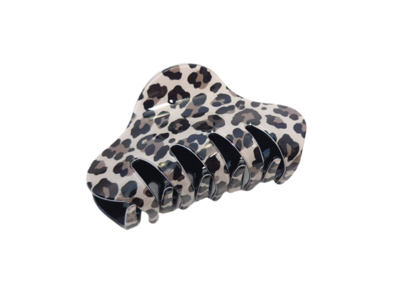 Hårklype leopard – Sort/lys grå/beige