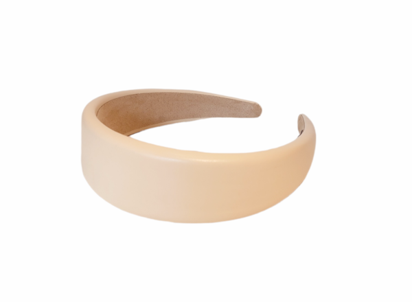 Hårbøyle polstret leather look flat bred – Lys beige