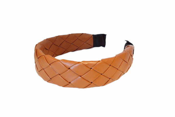 Hårbøyle leather look flette – Cognac
