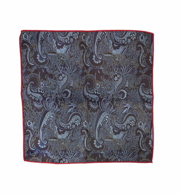 Herretørkle/handkerchief silke look – Paisley sort/blåtoner