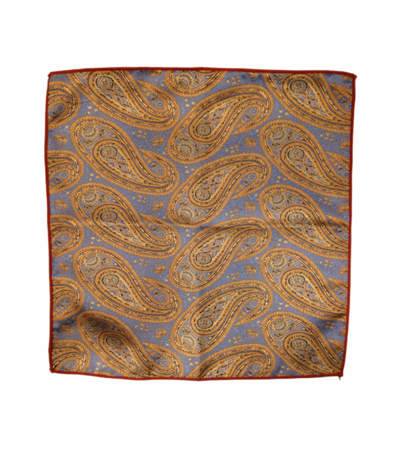 Herretørkle/handkerchief silke look – Paisley jeansblå/orange
