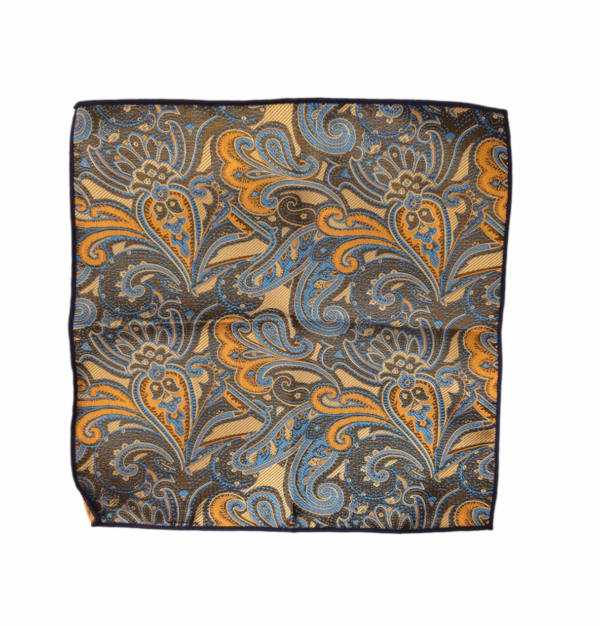 Herretørkle/handkerchief silke look – Paisley lys blå/beige/orange/sort
