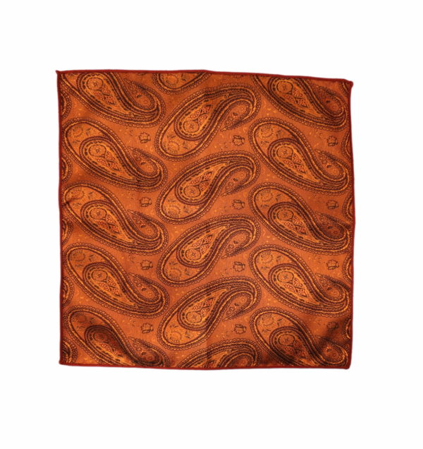 Herretørkle/handkerchief silke look – Paisley terra cotta/plomme