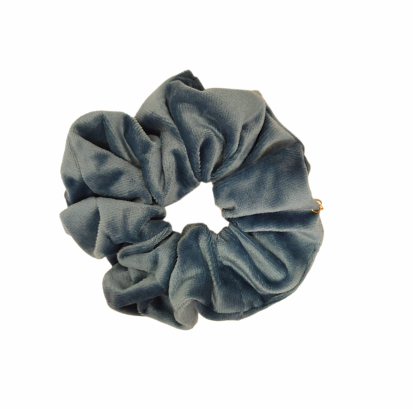 Hårstrikk scrunchies velur stor – Aqua
