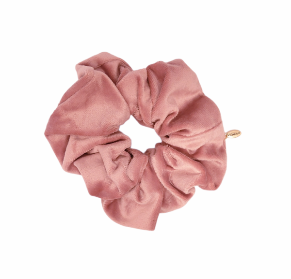 Hårstrikk scrunchies velur stor – Matt rosa