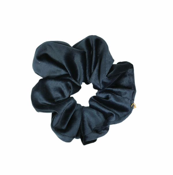 Hårstrikk scrunchies velur stor – mellomblå