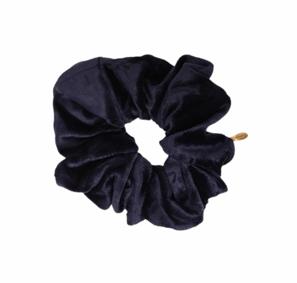 Hårstrikk scrunchies velur stor – navy
