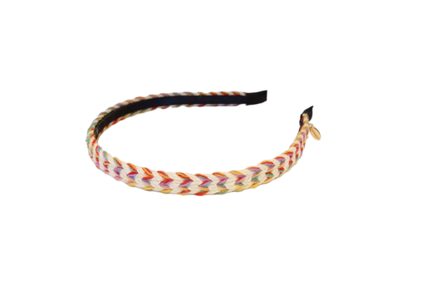 Hårbøyle bohem smal – Creme multicolour