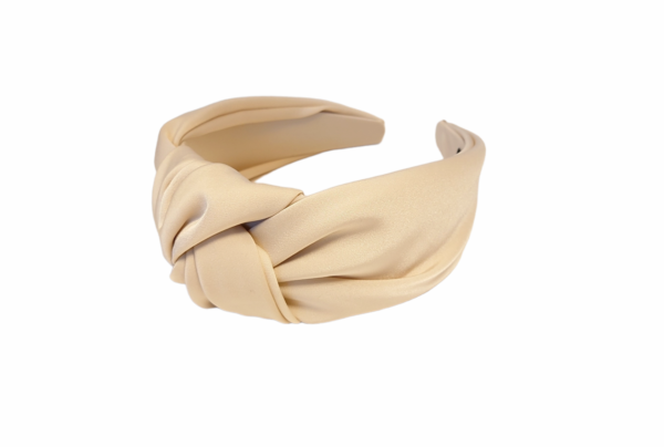 HØST SALG. Hårbøyle stor knute exclusive silke look – Lys beige