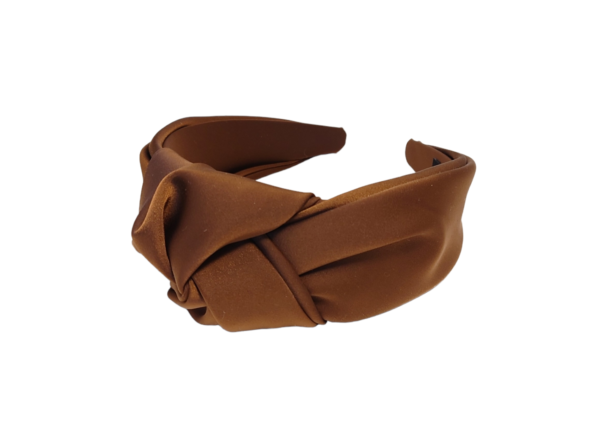 HØST SALG. Hårbøyle stor knute exclusive silke look – Brun