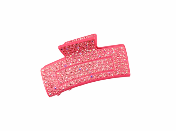 Grace firkantet hårklype med stener – Hot pink