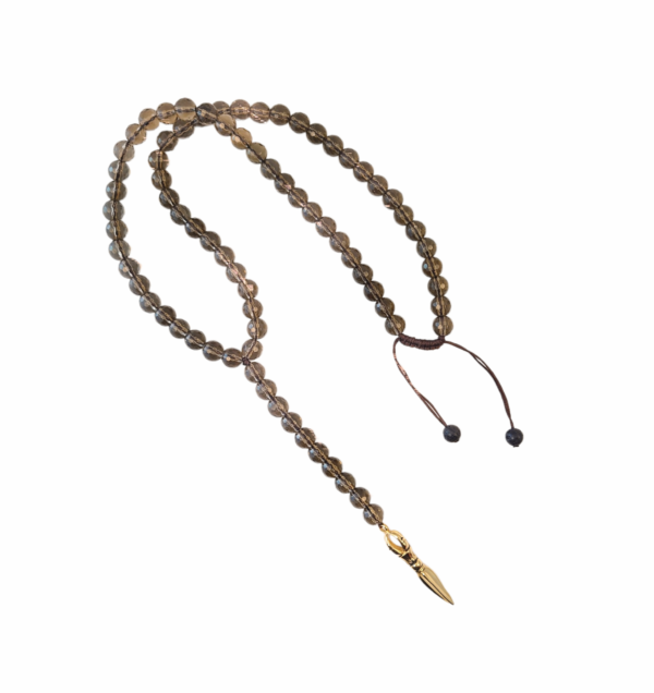 Halskjede smokey quartz – Transparent brun/gull
