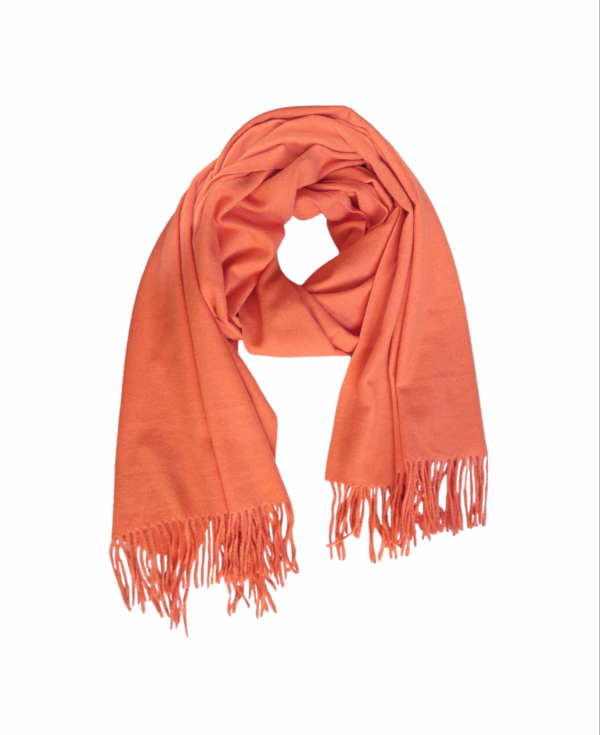 Basic skjerf ull/cashmere med frynser – Orange