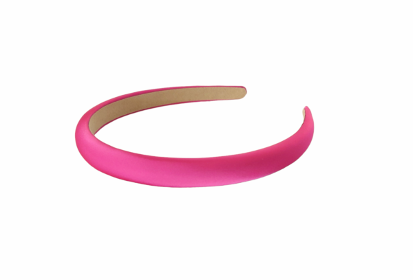 Hårbøyle smal polstret silke look – Hot pink