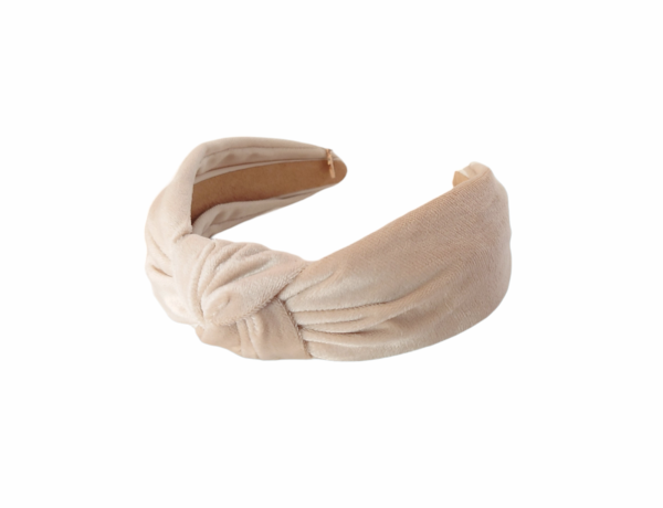 Hårbøyle velur knute – lys beige