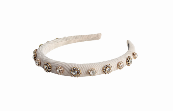 Hårbøyle Cathrine med stener – Lys beige