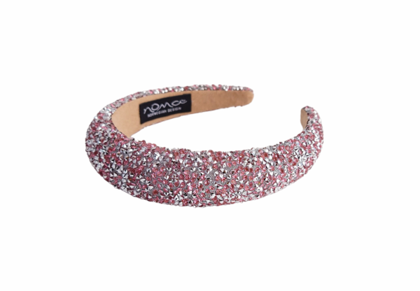 Polstret strass hårbøyle – Rosa/sølv