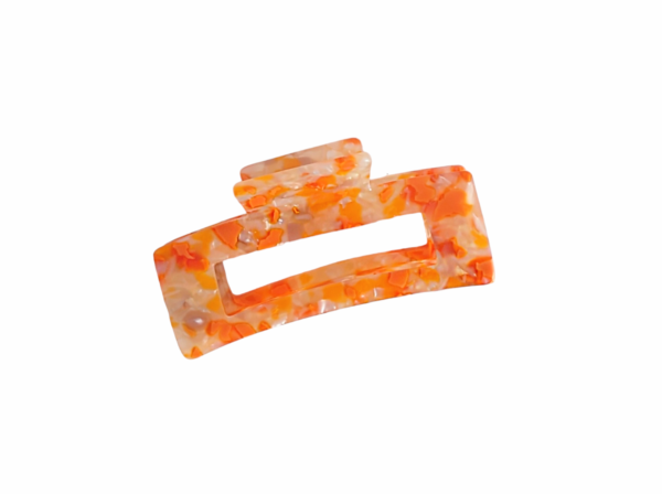 Hårklype firkant stor – Orangetoner/creme turtle