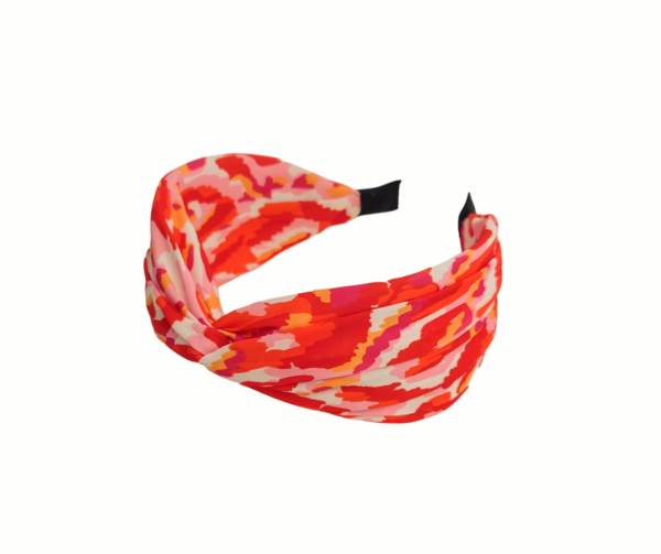 Hårbøyle twist ikat – Rød/orange/rosa/hvit