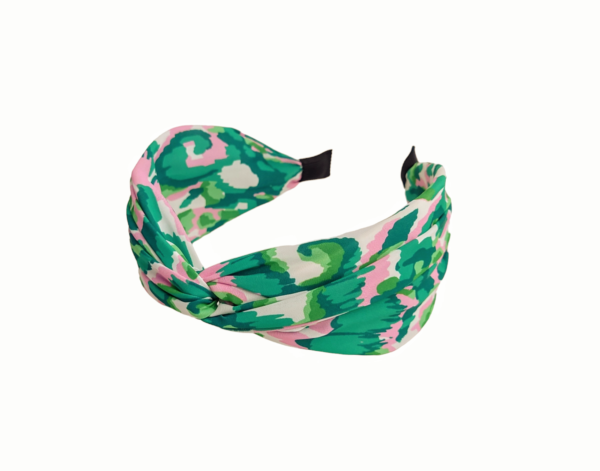 Hårbøyle twist ikat – Grønn/rosa/hvit