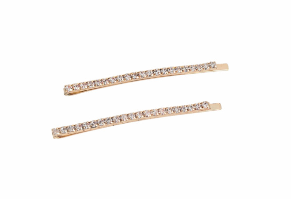 2 pk hårpin med stener – gull/klar