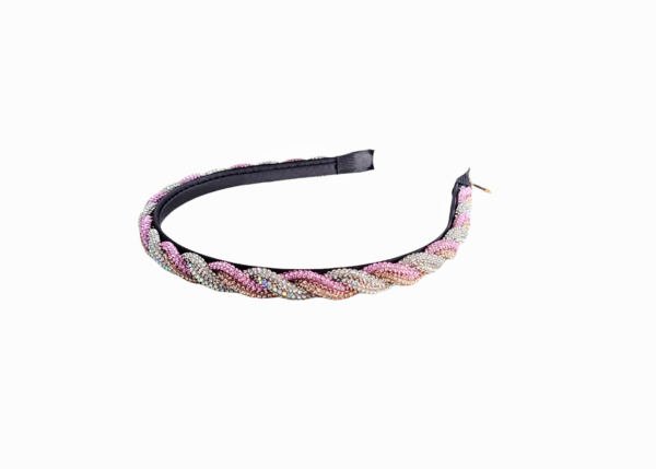 Janka exclusive hårbøyle tvinnet strass – Klar/champagne/rosa