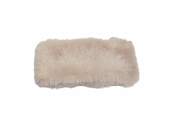 Fuskepels pannebånd bred langhåret – Lys beige