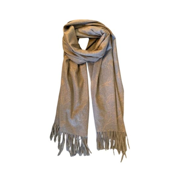 Skjerf med gullmotiv – Taupe/rosegull