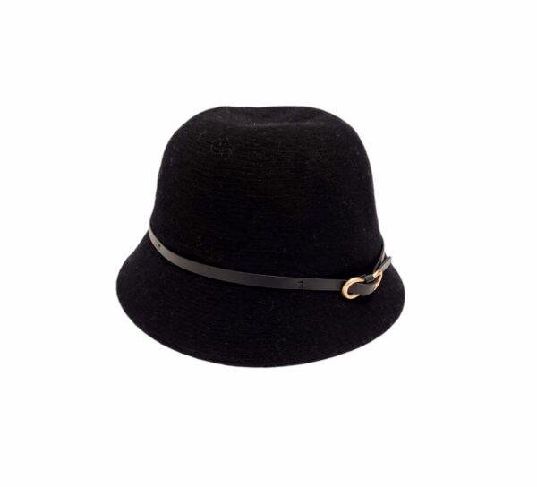 Bøttehatt med leatherlook lenke – Sort