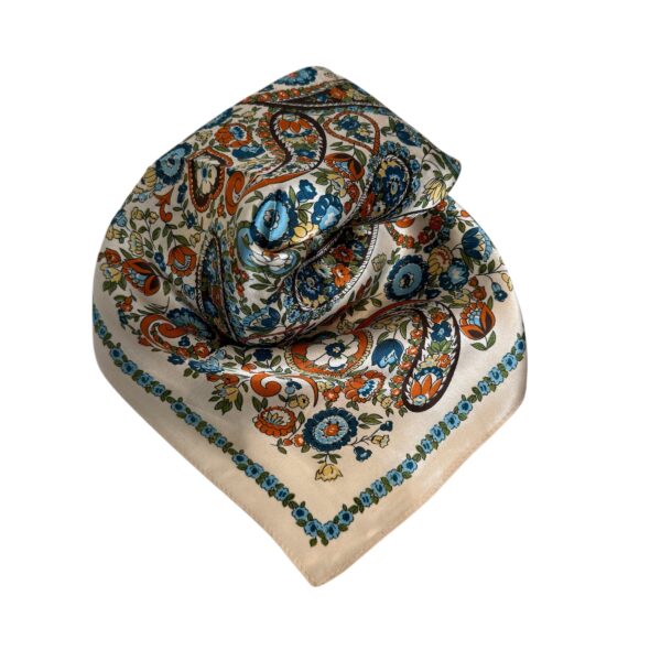 Små silkeskjerf 53×53 – #12 Creme multicolor