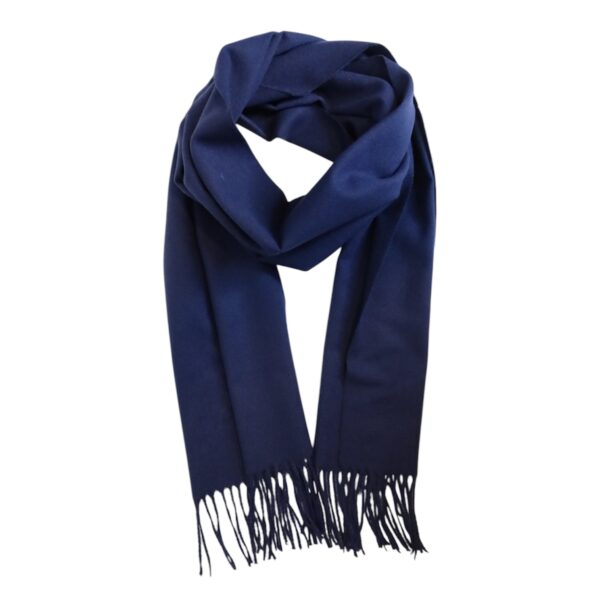 Unisex ull/viscose med frynser – Navy