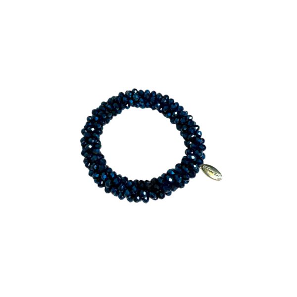 Olivia hårstrikk med tette perler – Navy