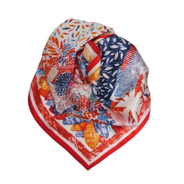 Små silkeskjerf 53×53 – #19 Rød/oransje/blå multicolor