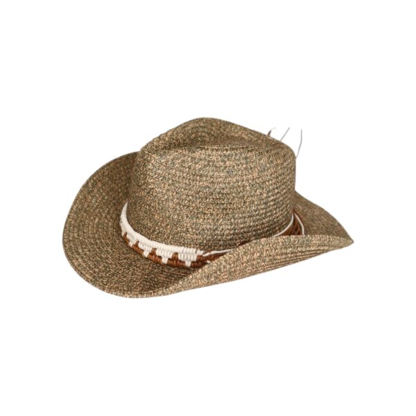 Montana cowboyhatt – Beige/grønn med flettet bånd
