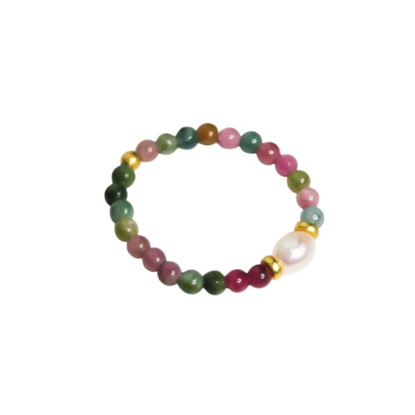 Santa Monica beads ring – Multicolor med hvit perle
