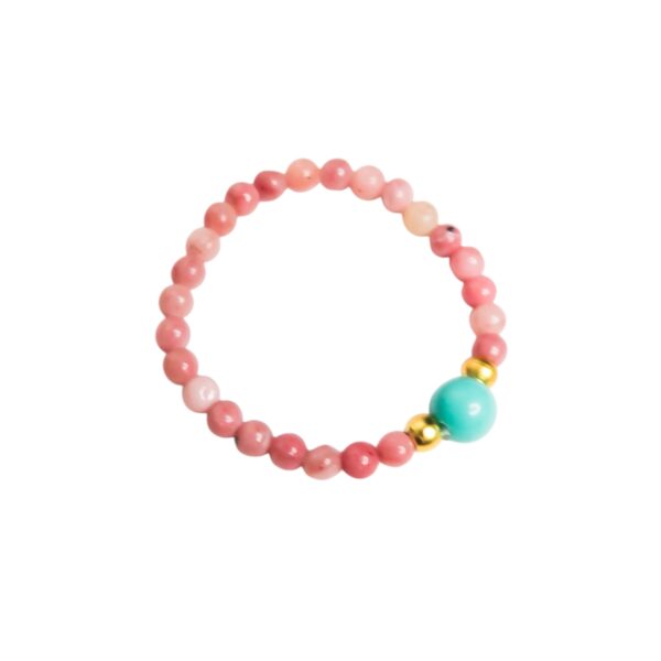 Santa Monica beads ring – Rosa med turkis perle