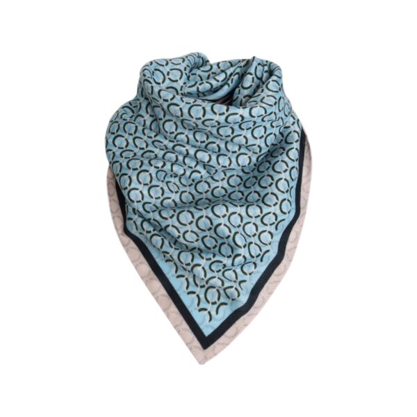Skjerf square bomull/viskose – #12 Lys blå/navy/creme