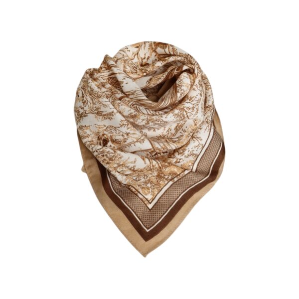 Skjerf square bomull/viskose – #10 Beige/bruntoner