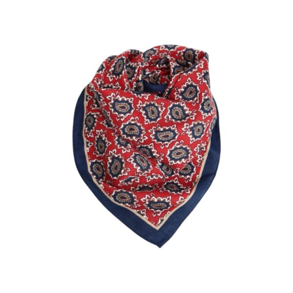 Skjerf square bomull/viskose – #07 Rød/navy