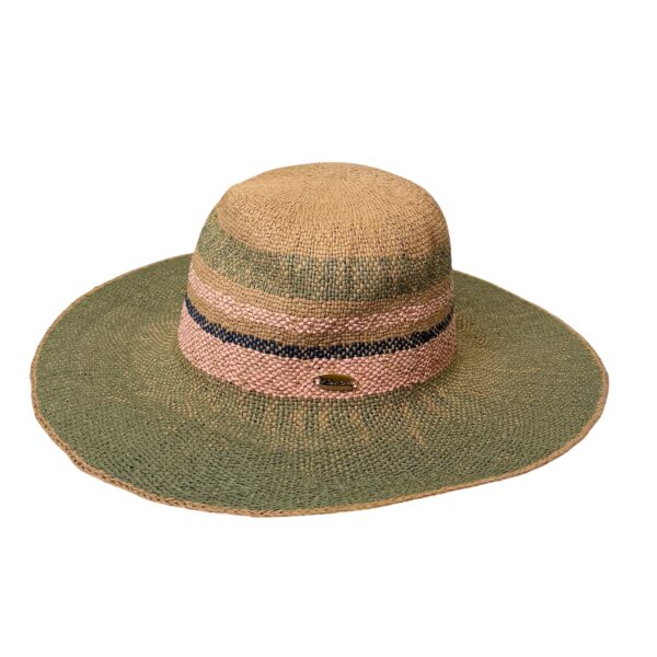 Santorini stråhatt – Sand/dustygreen/rosa