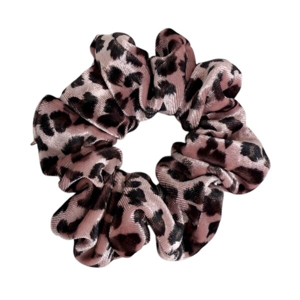 SALG. Hårstrikk scrunchies leopard velur – Pudder