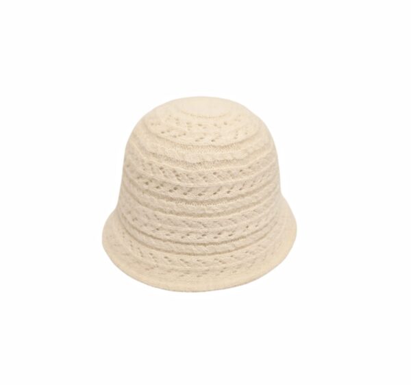 Heklet bøttehatt – Creme