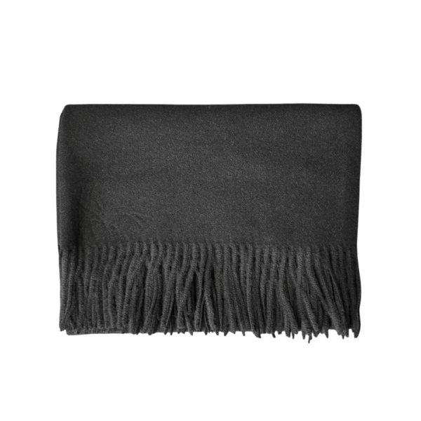 Nye ull/cashmere skjerf med frynser – #06 Sort