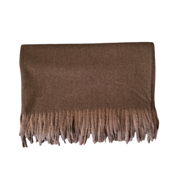 Nye ull/cashmere skjerf med frynser – #10 Sjokoladebrun