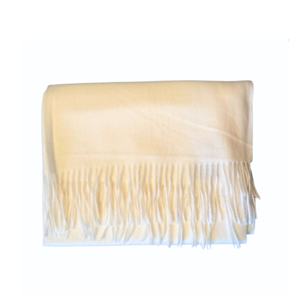 Nye ull/cashmere skjerf med frynser – #39 Creme